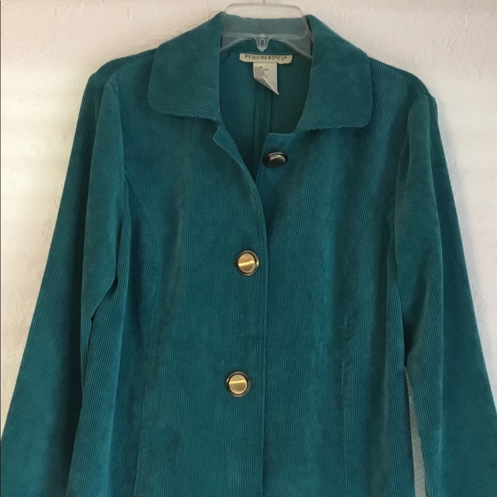 Requirements Teal Corduroy Jacket Sz M